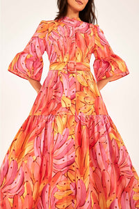 Robe longue Ombre Bananas en coton - Rose
