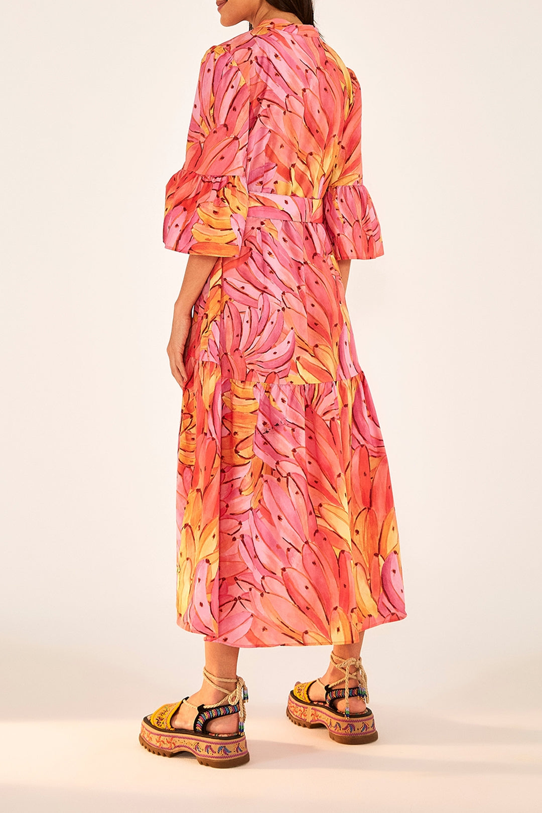 Robe longue Ombre Bananas en coton - Rose