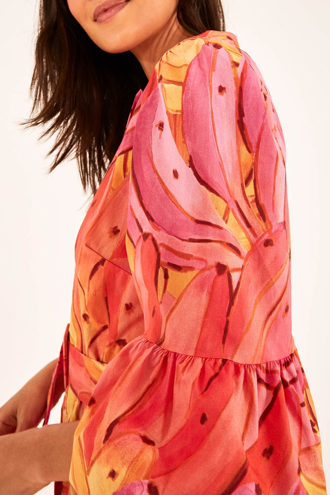 Robe longue Ombre Bananas en coton - Rose