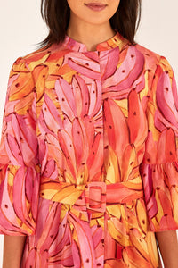 Robe longue Ombre Bananas en coton - Rose