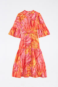 Robe longue Ombre Bananas en coton - Rose