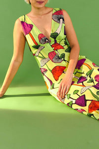 Robe midi Champignons - Vert