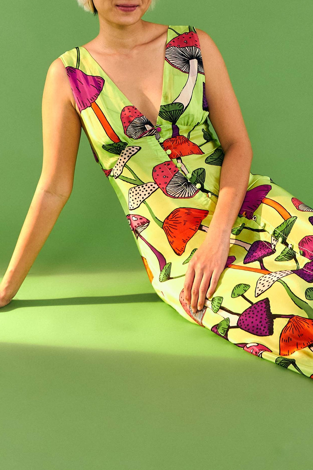 Robe midi Champignons - Vert
