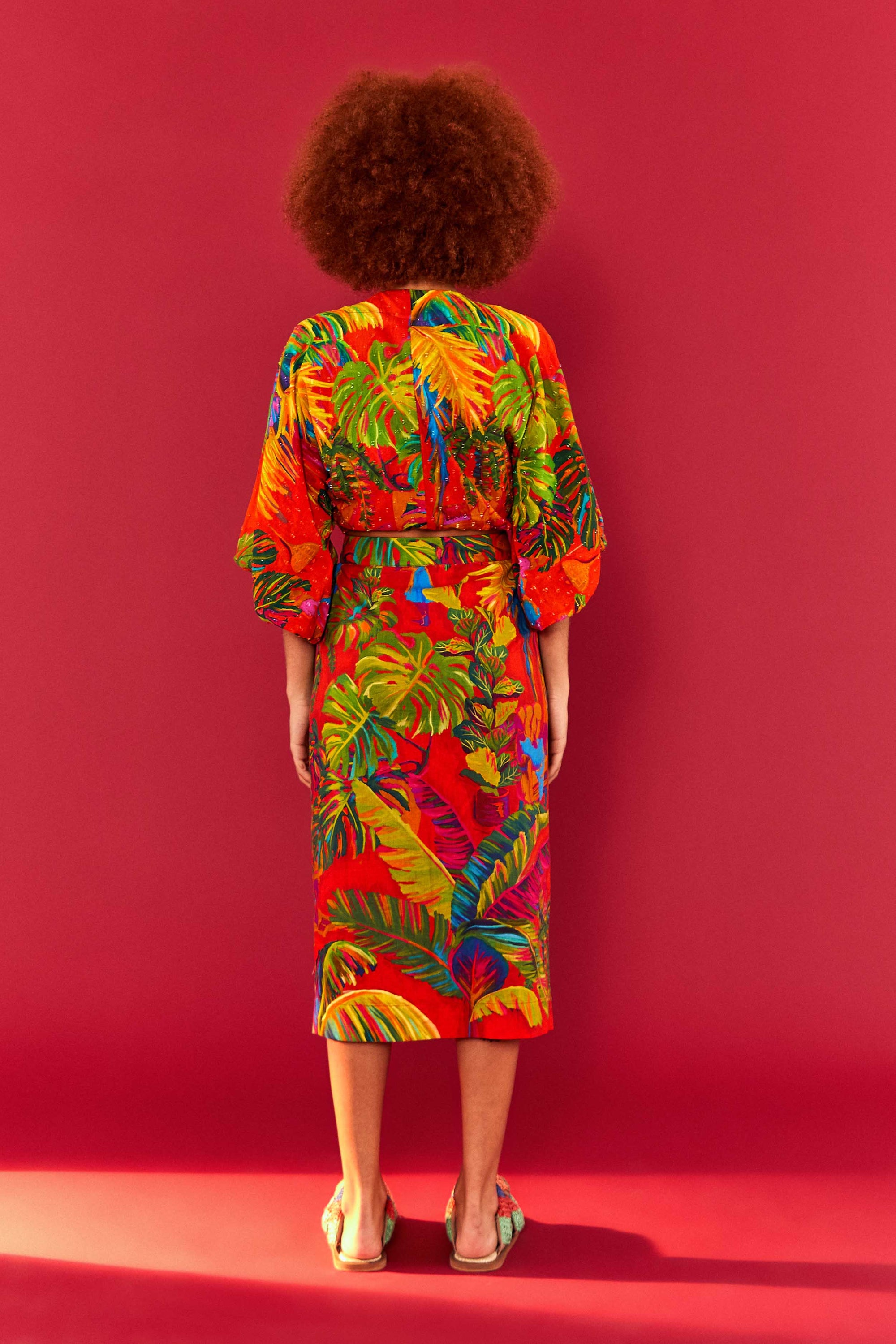 Blouse Urban Jungle à nouer en coton - Multicolore