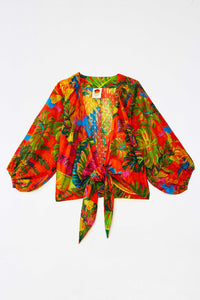 Blouse Urban Jungle à nouer en coton - Multicolore