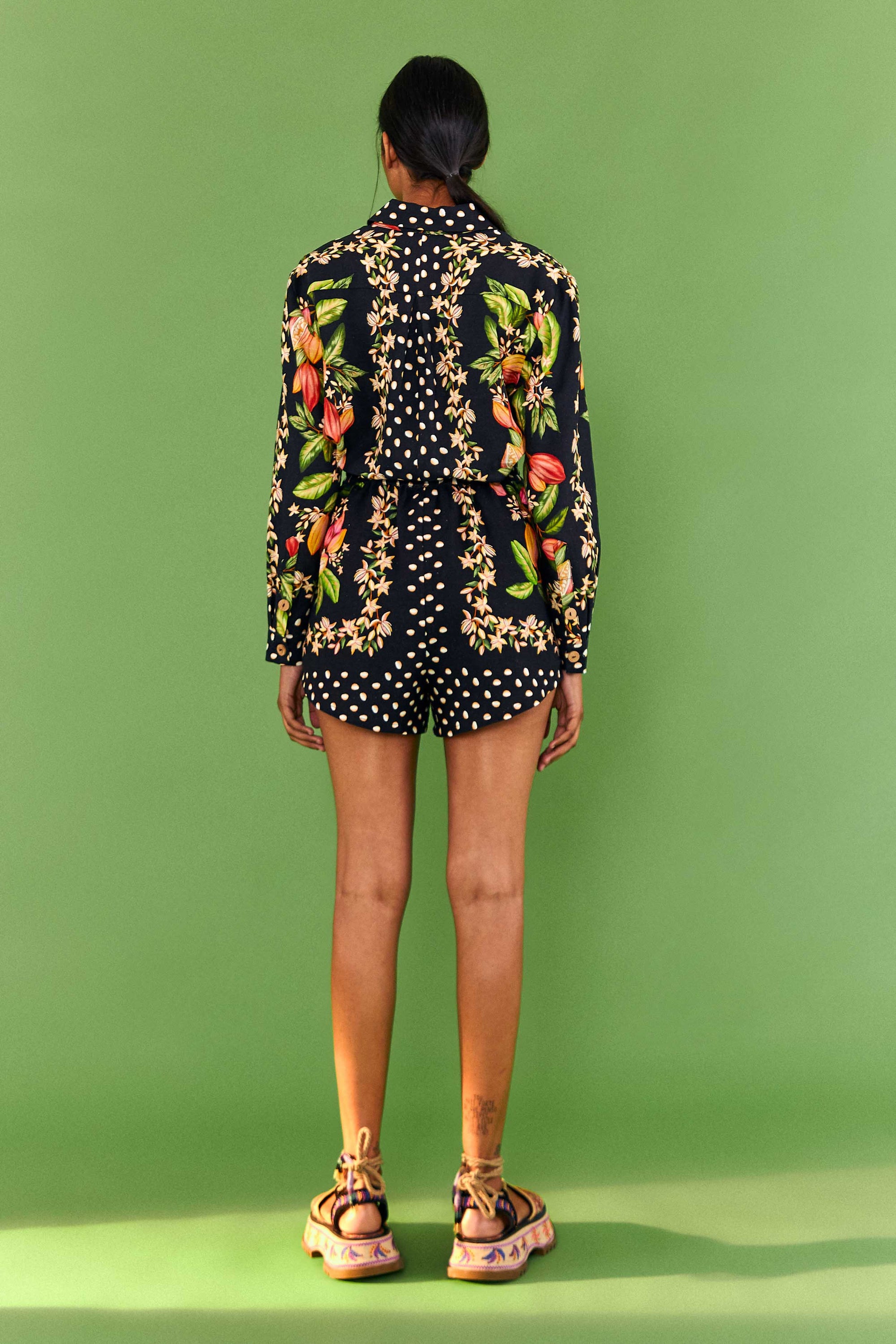 Short Paradise Cacao en lin - Multicolore