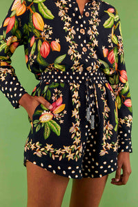 Short Paradise Cacao en lin - Multicolore