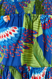 Robe midi Macaw en coton - Bleu