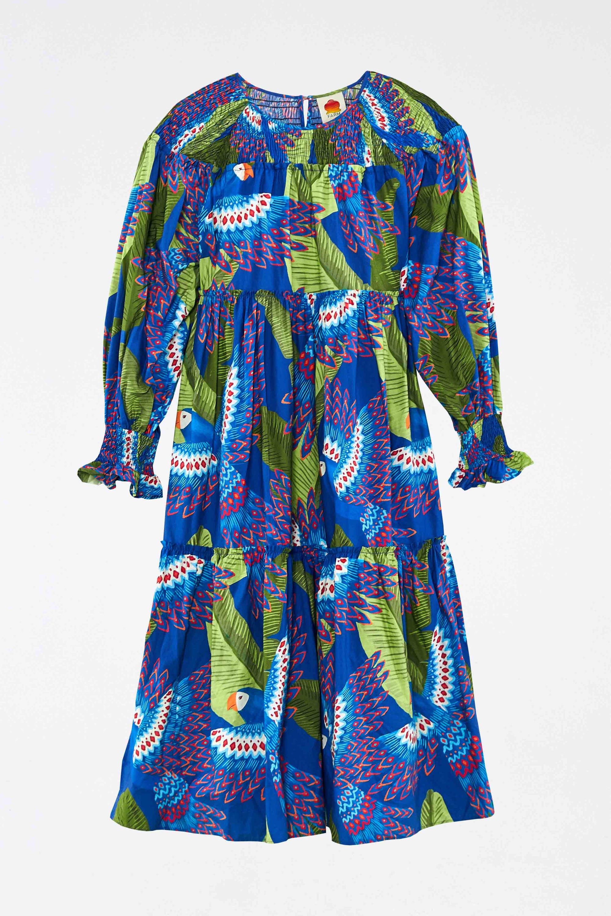 Robe midi Macaw en coton - Bleu