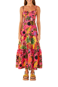 Robe longue Léopards pop en coton - Rose