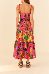 Robe longue Léopards pop en coton - Rose