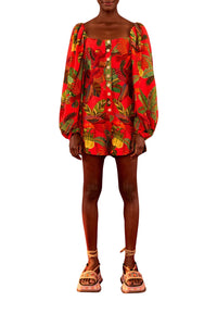 Combi-short Forest Birds en lin - Rouge