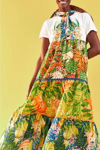Robe longue Caipirinha façon t-shirt en coton - Multicolore