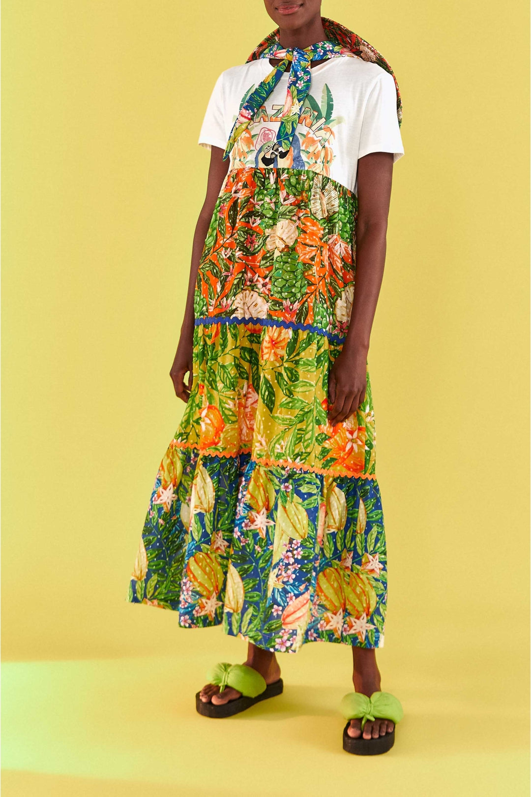 Robe longue Caipirinha façon t-shirt en coton - Multicolore