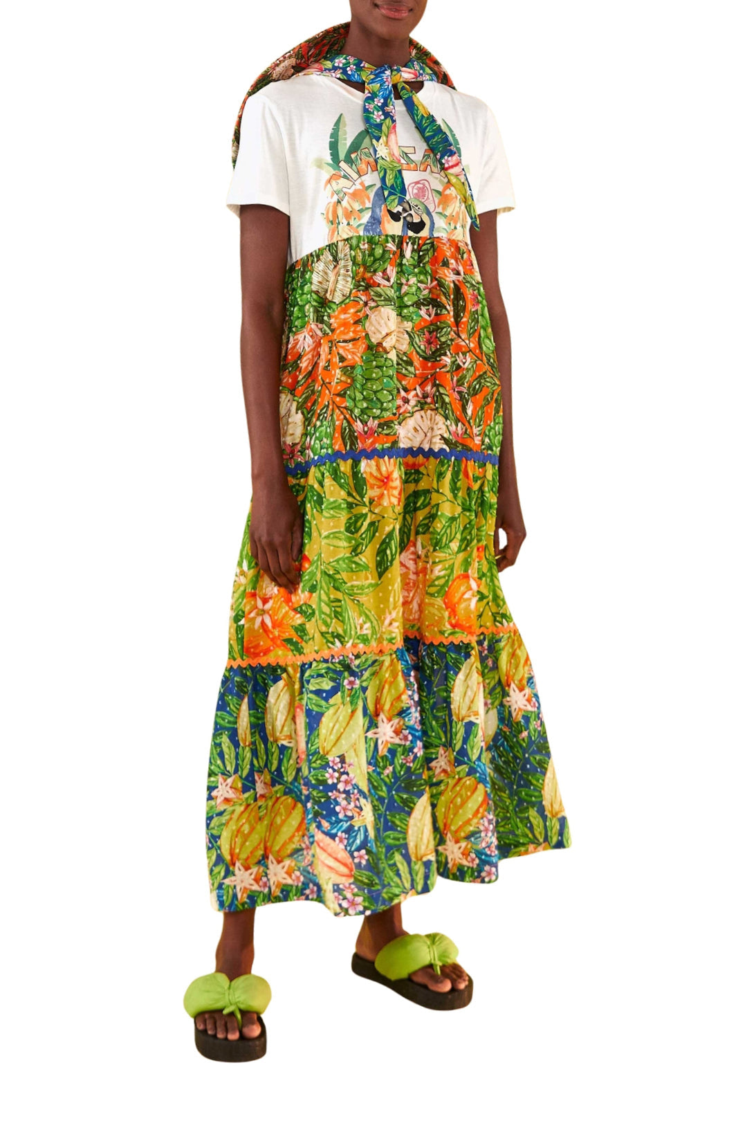 Robe longue Caipirinha façon t-shirt en coton - Multicolore
