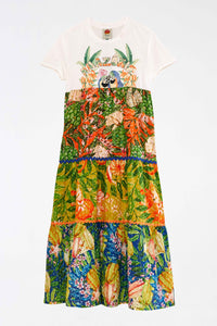 Robe longue Caipirinha façon t-shirt en coton - Multicolore