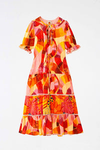 Robe longue Patch Twirl en coton - Rose