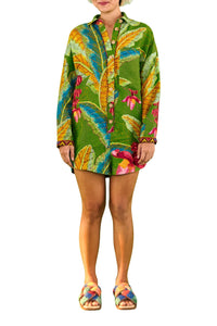 Combi-short Banana Leaves en lin - Vert