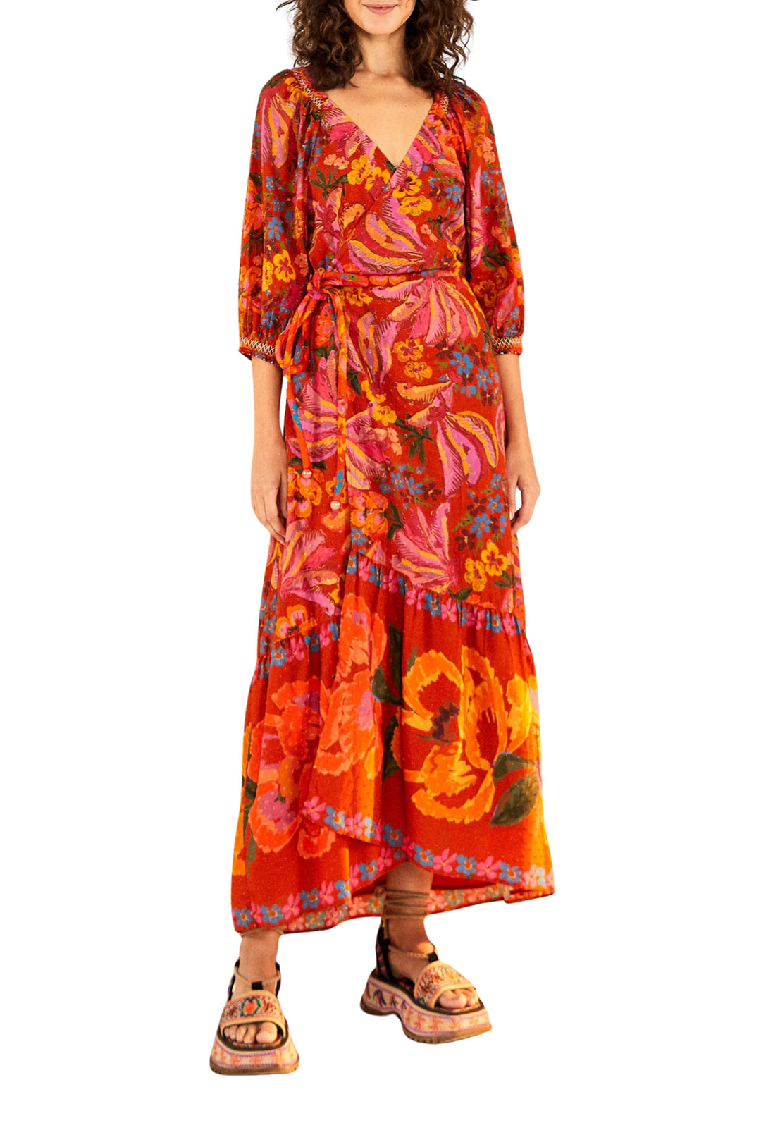 Robe longue Spring Bananas en coton - Rouge