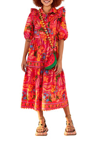 Robe midi Spring Bananas en coton - Rouge
