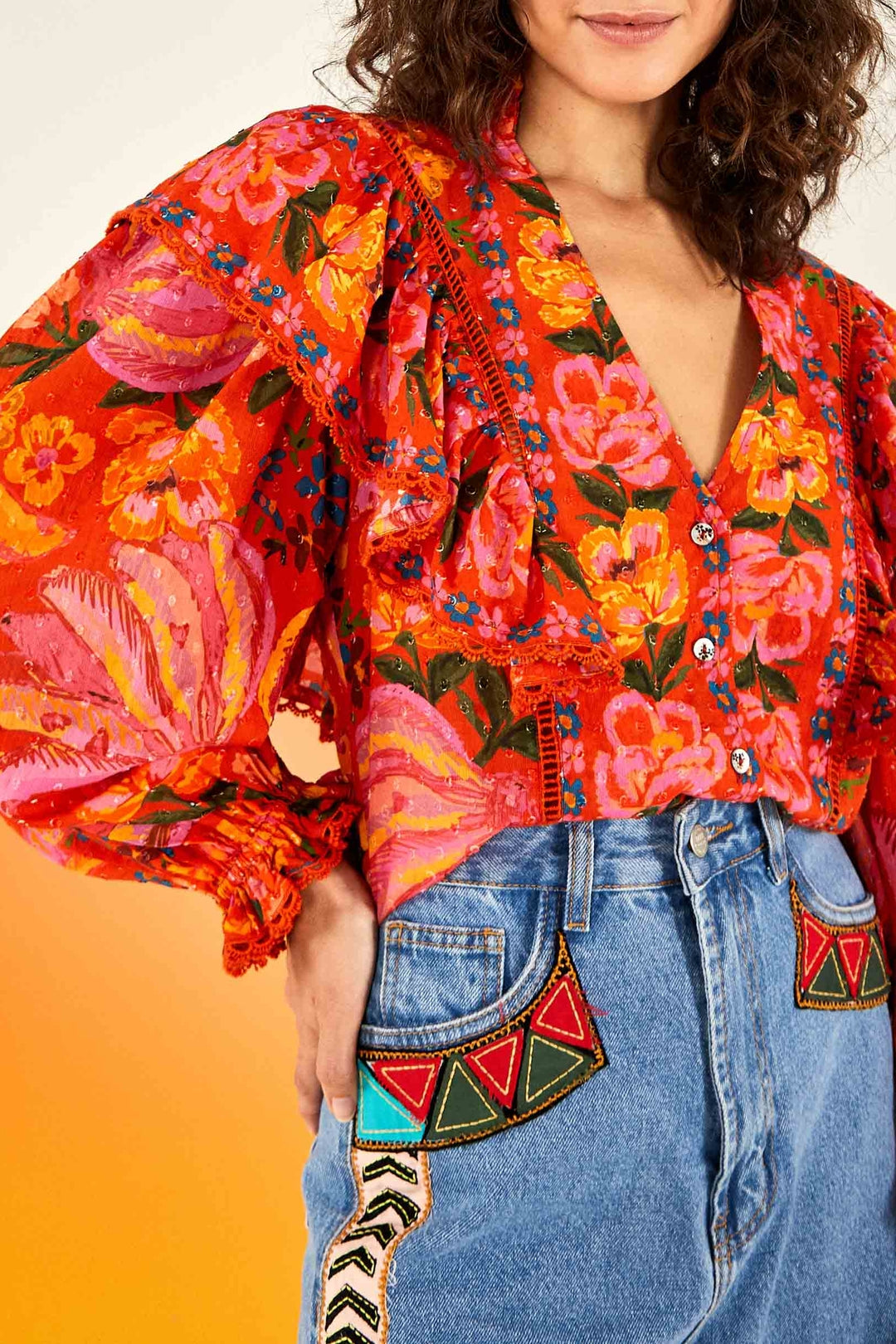 Blouse Spring Bananas en coton - Rouge
