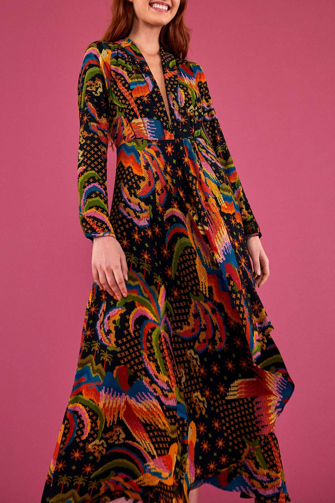 Robe longue île des Macaw - Multicolore