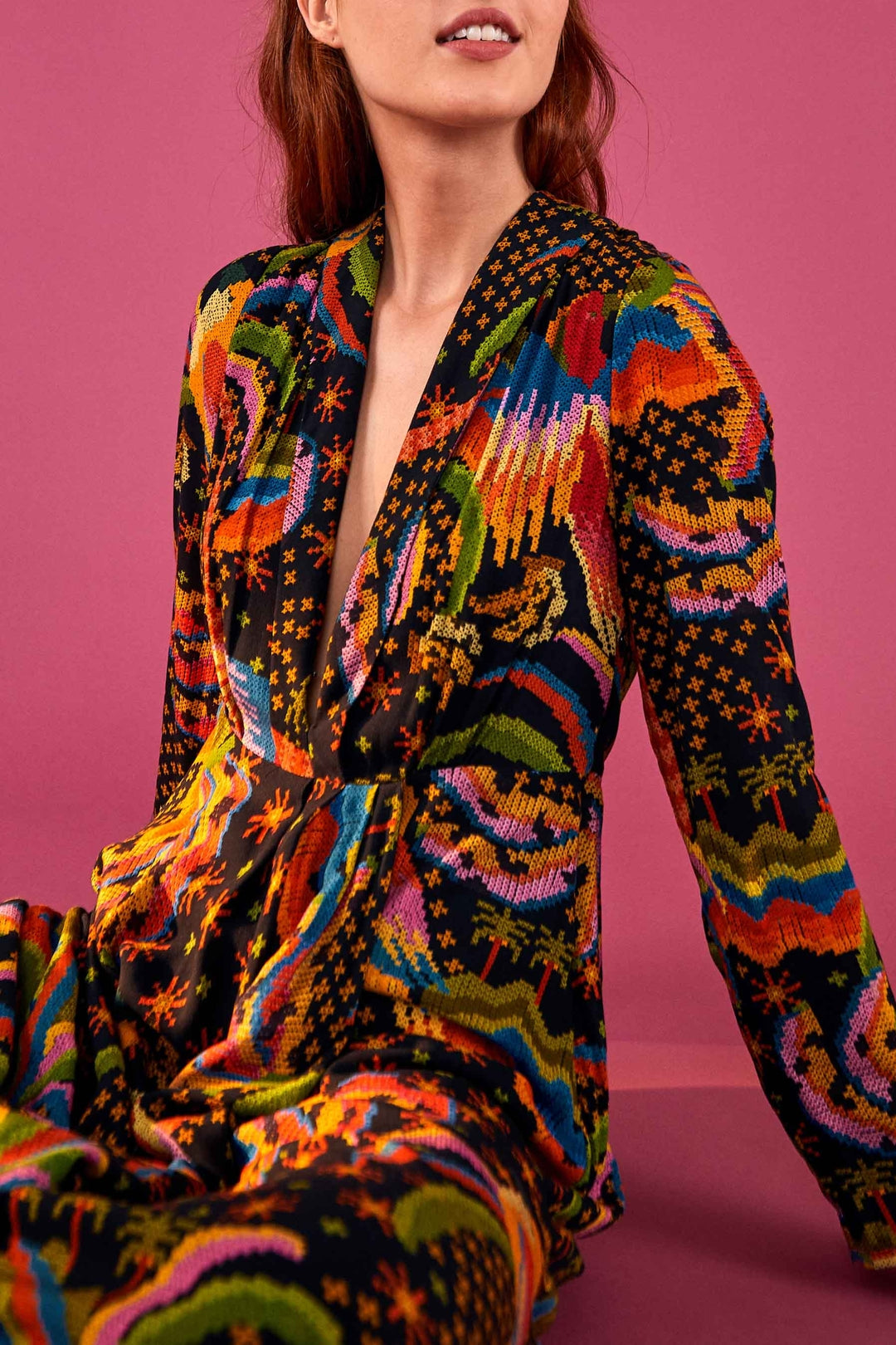 Robe longue île des Macaw - Multicolore