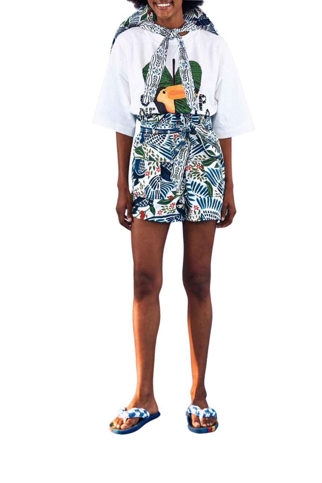 Short Macaw Flight en coton - Blanc