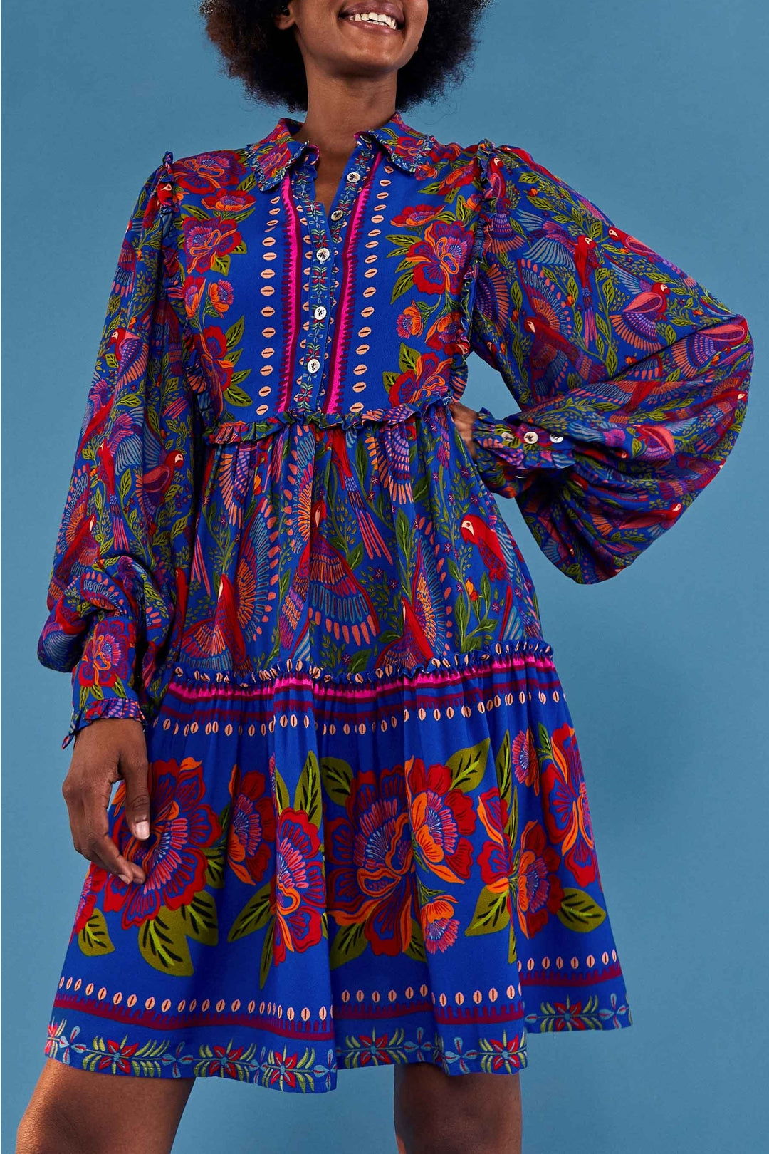Robe courte Macaw Flight - Bleu
