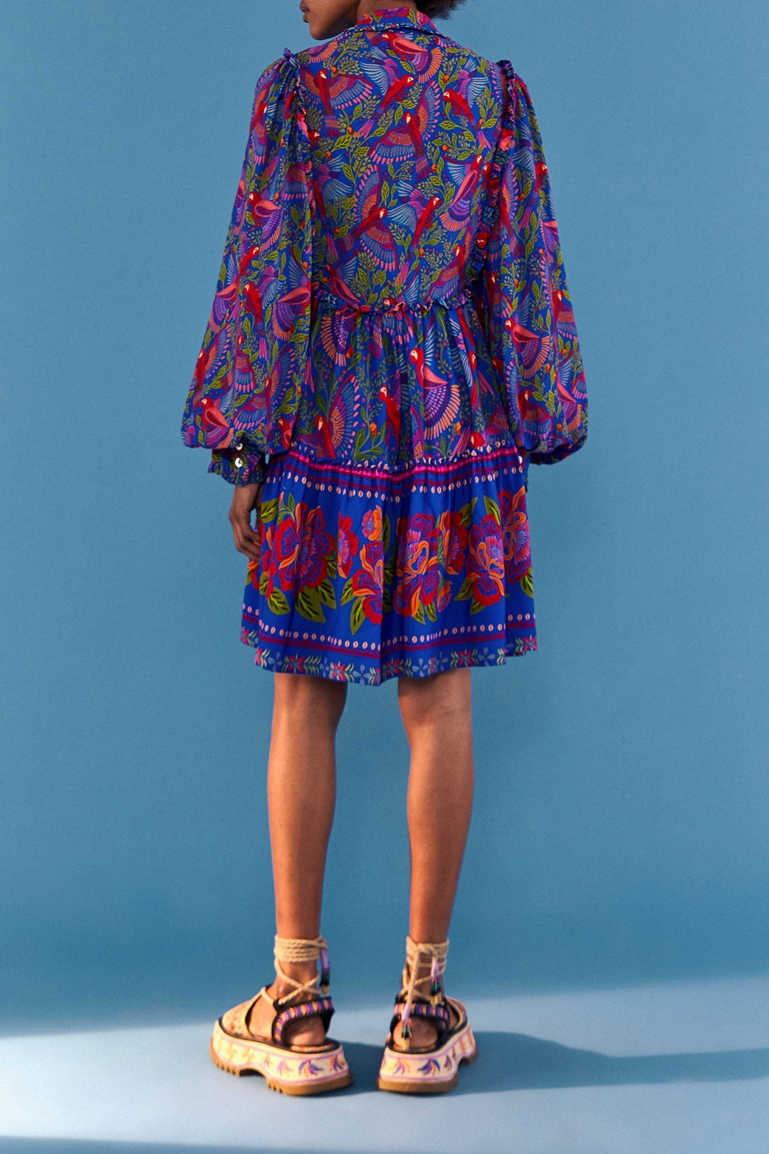 Robe courte Macaw Flight - Bleu