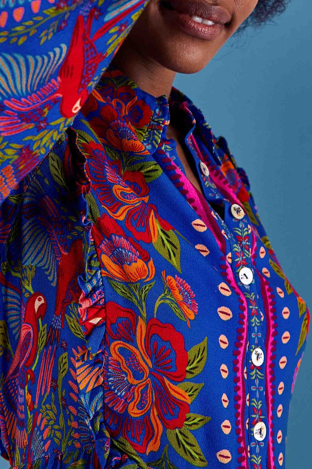 Robe courte Macaw Flight - Bleu