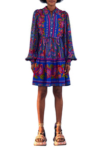 Robe courte Macaw Flight - Bleu