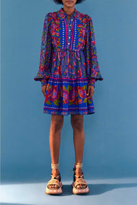 Robe courte Macaw Flight - Bleu