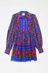 Robe courte Macaw Flight - Bleu