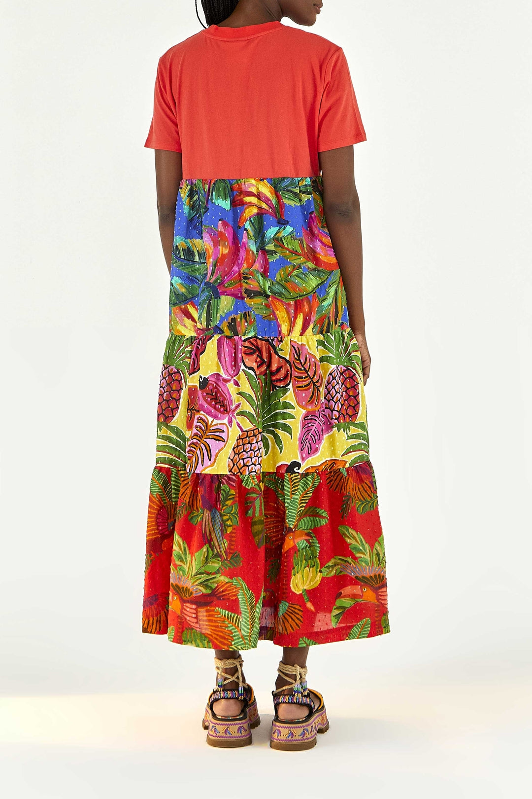 Robe longue à la brésilienne façon t-shirt en coton - Rouge
