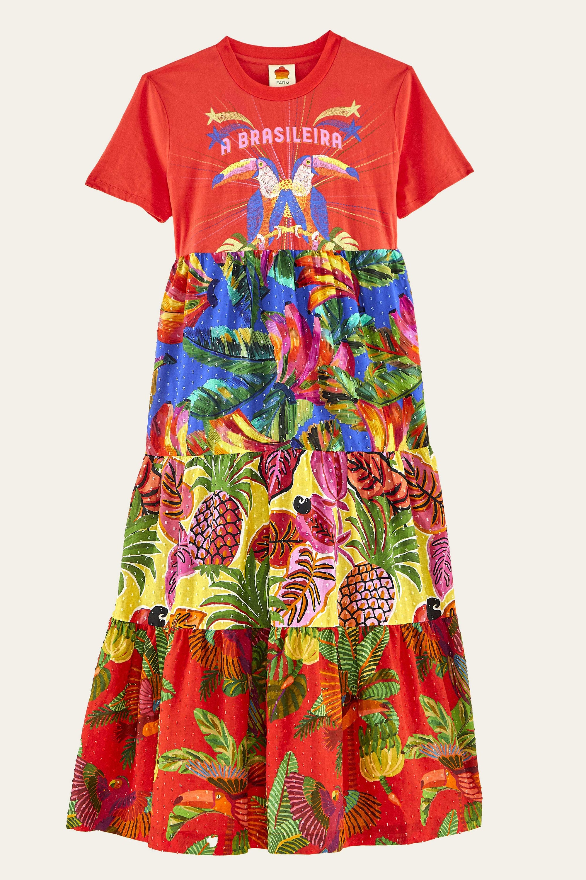 Robe longue à la brésilienne façon t-shirt en coton - Rouge