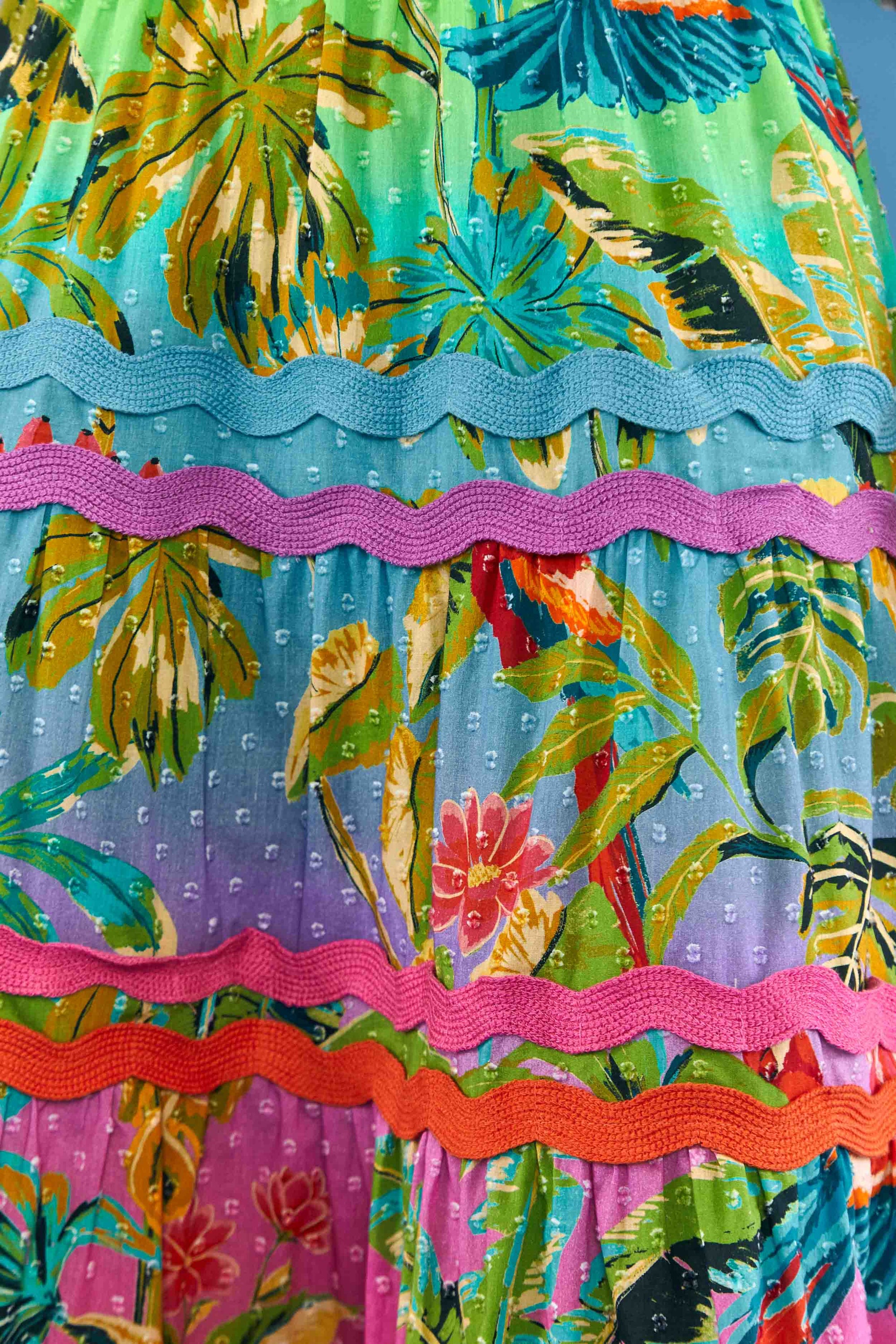 Jupe midi Forêt Ombrée en coton - Multicolore