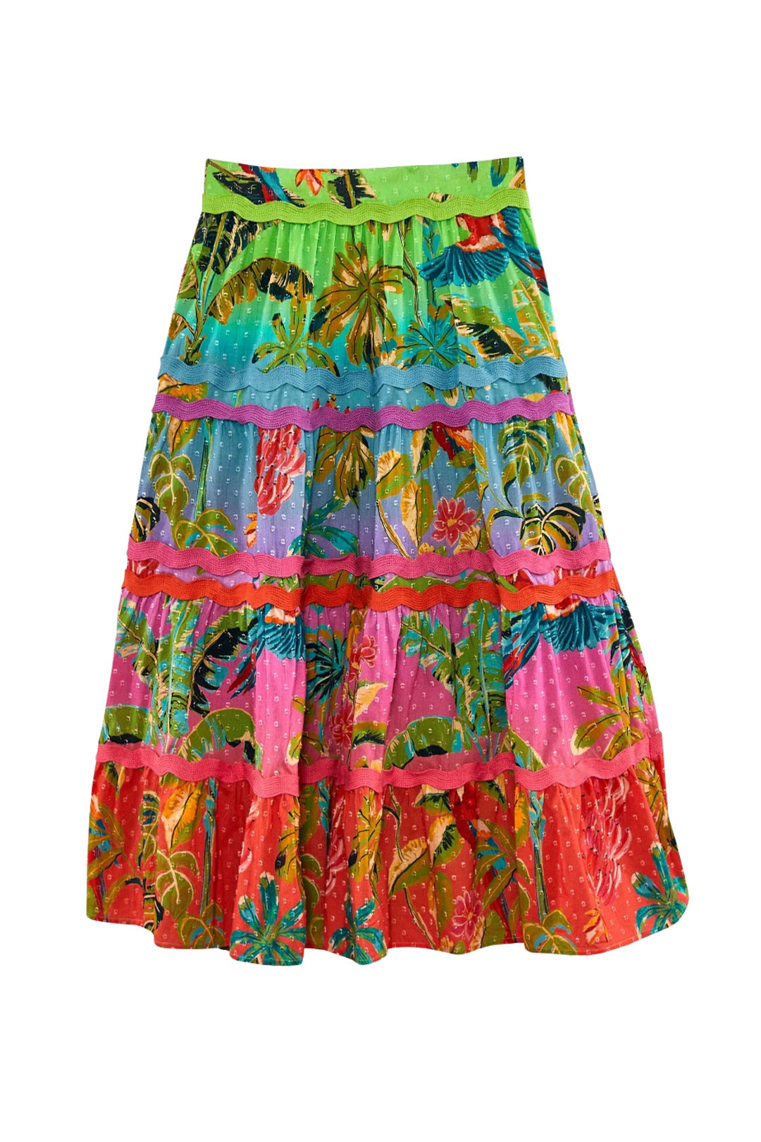 Jupe midi Forêt Ombrée en coton - Multicolore