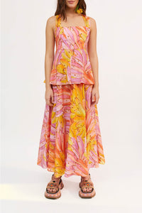 Robe longue dos croisé Ombre Bananas en coton - Rose