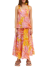 Robe longue dos croisé Ombre Bananas en coton - Rose