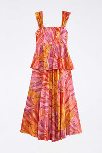 Robe longue dos croisé Ombre Bananas en coton - Rose