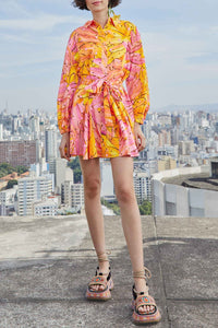 Robe courte Bananas ombrées en coton - Jaune