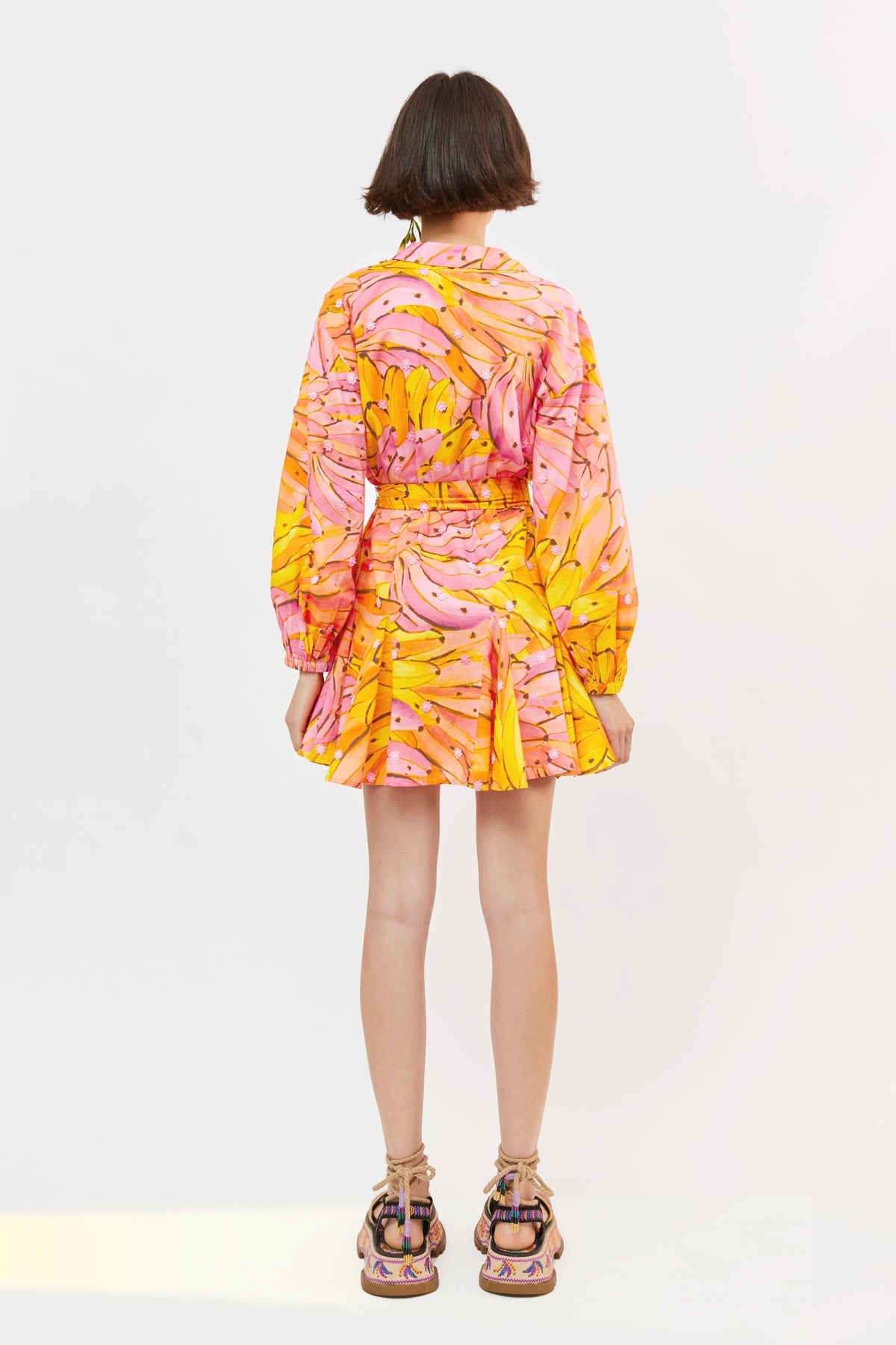 Robe courte Bananas ombrées en coton - Jaune