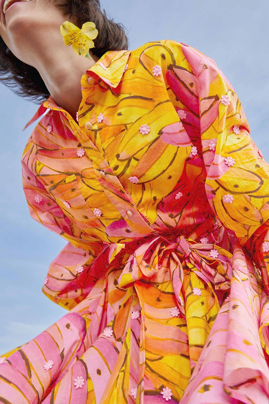 Robe courte Bananas ombrées en coton - Jaune