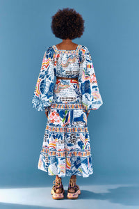Jupe longue Brésil sauvage en coton - Multicolore