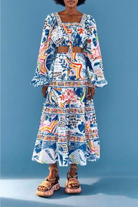 Jupe longue Brésil sauvage en coton - Multicolore