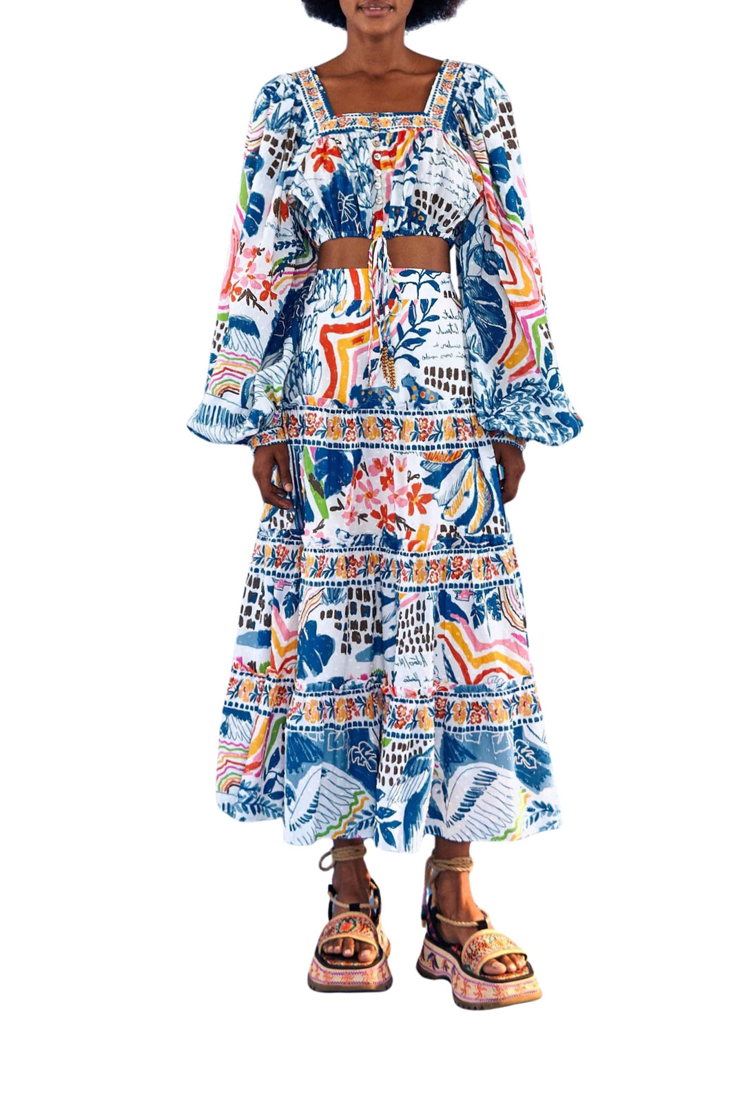 Jupe longue Brésil sauvage en coton - Multicolore