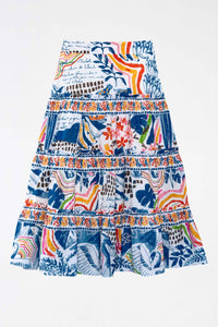 Jupe longue Brésil sauvage en coton - Multicolore