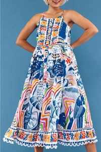 Robe longue Brésil sauvage en coton - Multicolore