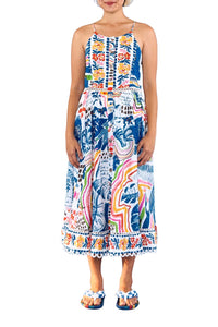 Robe longue Brésil sauvage en coton - Multicolore